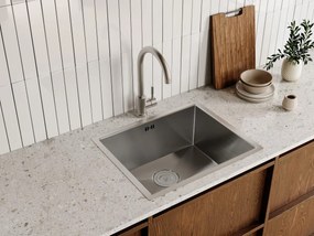 Set lavandino 55 x 45 cm SOELA + rubinetto ROMILY in Acciaio inossidabile Grigio