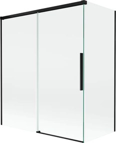 Mexen Rox paravento da bagno a 2 ante scorrevoli 140 + 70 x 150 cm, trasparente, nero - 8C9-140-070-70-00