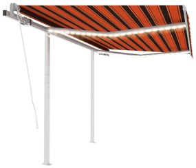 Tenda Da Sole Con Led Sensore Vento 3,5x2,5 M Arancio Marrone /