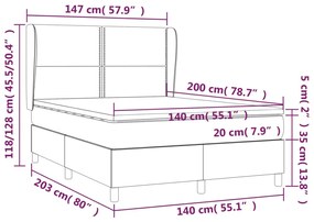 Giroletto a Molle con Materasso Tortora 140x200 cm in Tessuto