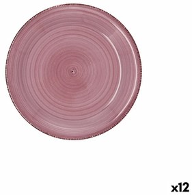 Piatto da Dolce Quid Vita Peoni Ceramica Rosa 19 cm (12 Unità)