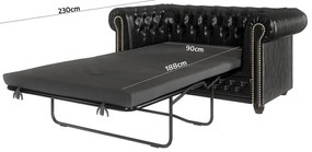 Divano letto nero in similpelle 148 cm York - Ropez