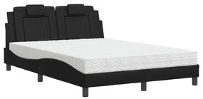 Letto con materasso nero 140x190 cm in similpelle