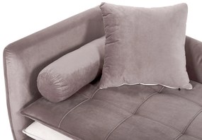 Chaise longue sinistra in velluto marrone e bianco GONESSE Beliani