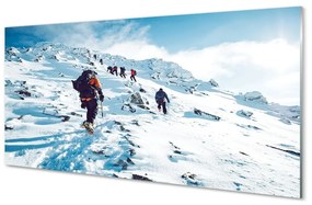 Quadro vetro Alpinismo in inverno 100x50 cm