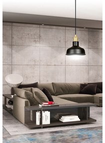 Sospensione Industrial 1 Luce Kubera In Acciaio Nero Con Elementi In Oro