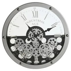 Orologio da Parete Home ESPRIT Nero Argentato Metallo Cristallo Ingranaggi 52 x 8,5 x 52 cm