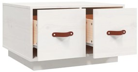 Tavolino da Salotto Bianco 60x53x35 cm Legno Massello di Pino