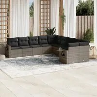 Set Divano da Giardino 10 pz con Cuscini Grigio in Polyrattancod mxl 112870