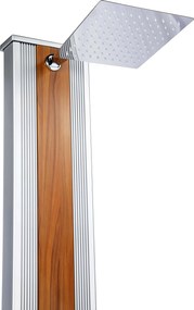 Doccia Solare Ibrida da Giardino 40L Miscelatore e Doccetta Lavapiedi Alluminio Metallizzato/Legno...