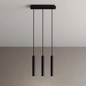 Lampada LED a sospensione Franka, 3 luci, lunga, nera, alluminio Franka Arcchio, Nero, Soggiorno / Sala da pranzo, Alluminio, Moderno