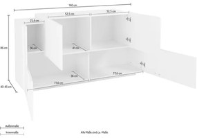 Madia 4 Ante 160x86x45 Design Moderno Bianco Lucido Ardesia New Coro