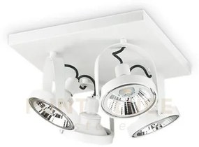 Lampada da soffitto 4 luci glim pl4 square bianco