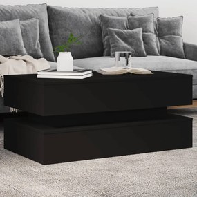 Tavolino Da Soggiorno Con Luci Led Nero 90x50x40 Cm /