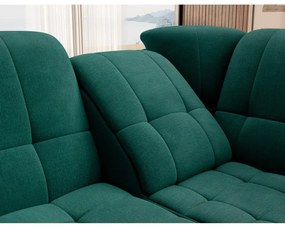 Divano angolare verde allungabile/con contenitore (con penisola a destra/a L) e rivestimento in velluto Sado – ELTAP