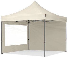 TOOLPORT 3x3m gazebo pieghevole con laterali (finestre panoramiche), PREMIUM acciaio, crema - (600013)