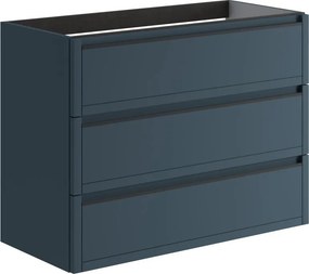 Mobile da bagno sospeso sotto lavabo L 99.5 x H 78 x P 45.5 cm blu opaco, 3 cassetti Tratto