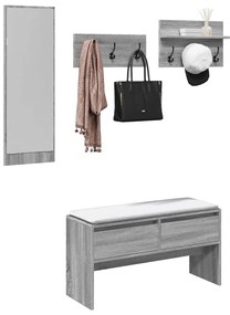 Set di mobili da ingresso 4 pz grigio sonoma legno multistrato