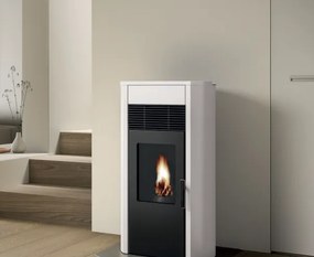 Royal Roberta E Air 120 Stufa A Pellet Ermetica Ad Aria Con Top In Ceramica 12kw Serbatoio 17kg 61x55x115 Cm In Acciaio Bianco