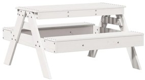 Tavolo picnic per bambini bianco 88x97x52cm legno massello pino