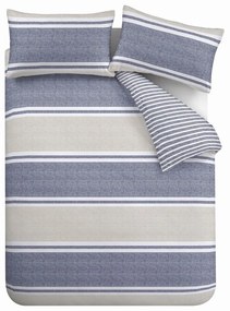 Biancheria da letto blu-beige per letto matrimoniale 200x200 cm Banded Stripe - Catherine Lansfield