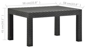 Tavolo da Giardino Antracite 58x58x41 cm in Rattan PP