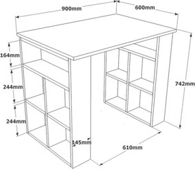 Scrivania Libreria Con Ripiani Laterali 90x60x74H Rovere E Antracite Bremen