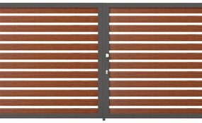 Cancello manuale battente ALBA Maia120-40 in alluminio, apertura centrale, L 400 x H 160 cm, di colore rovere dorato