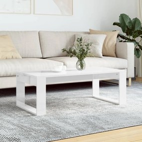 Tavolino da salotto bianco lucido 102x50x35cm legno multistrato