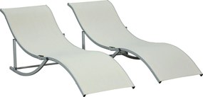 Set 2 Lettini Prendisole da Giardino 61x165x63 cm in Alluminio e Textilene Beige...