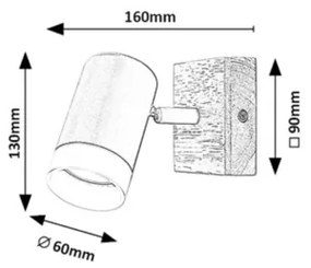 Rabalux 73121 - Lampada da parete TORAS 1xGU10/5W/230V rovere