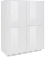 Credenza Dpaci, Madia da cucina a 4 ante, Buffet da soggiorno, 100% Made in Italy, cm 100x41h126, Bianco lucido