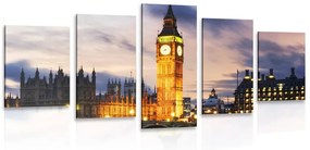 Quadri 5 pezzi – Big Ben notturno a Londra