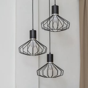 Lampadario a sospensione con cavo SOLANO 3xE27/15W/230V nero/cromo lucido