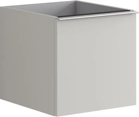 Cassettiera Pixel con 1 cassetto frontale Plain laccato opaco Beige Greige e maniglia alluminio brillante ante L.40 H.40 P.45,5 cm.
