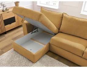 Divano angolare giallo allungabile (con composizione variabile) con rivestimento in velluto a coste Augustin – Bobochic Paris