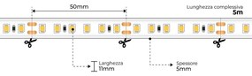 Striscia LED 2835/120 - IP67 - 15W/m - 5m - 24V - chip LUMILEDS Colore Bianco Freddo 5.700K