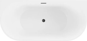 Mexen Oval vasca da bagno autoportante adiacente alla parete 180 x 80 cm, bianca, tracimazione nera - 52671808000-70