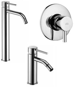 Paffoni light set miscelatori lavabo alto bidet senza scarico e doccia incasso 1uscita cromo