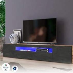 Mobile Porta TV Basso 200x40x36 Con 3 Ante Effetto Legno Ardesia Daiquiri