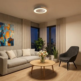 Brilagi - Plafoniera dimmerabile a LED con ventilatore, 38W/230V, 50 cm, grigio/rovere + telecomando