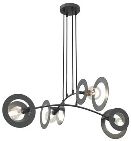 Lampadario a sospensione in acciaio EUFORIA 4 nero 4xE27