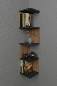 Mensola Ad Angolo Zig-Zag 5 Ripiani 25x25x109 Musa Rovere E Antracite