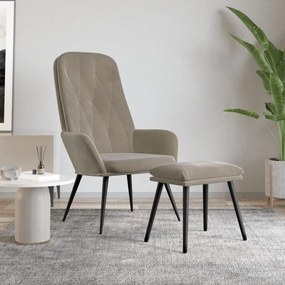 Poltrona Relax Con Poggiapiedi Grigio Chiaro İn Velluto /