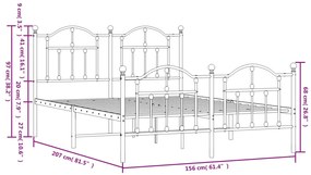 Giroletto con Testiera e Pediera Metallo Bianco 150x200 cm