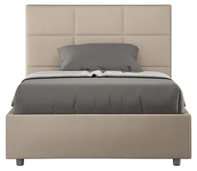 Letto una piazza e mezza senza rete imbottito 120x200 similpelle tortora Mika