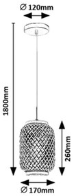 Rabalux 72091 - Lampadario ADALLA 1xE27/40W/230V in rattan su cavo