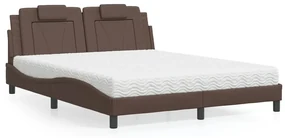 Letto Con Materasso Marrone 160x200cm İn Similpelle /