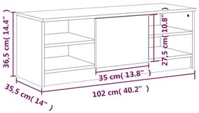 Mobile Porta TV Bianco Lucido 102x35,5x36,5cm Legno Multistrato