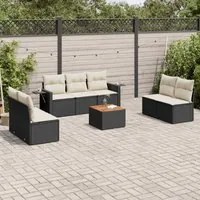 Set Divani da Giardino con Cuscini 8 pz Nero in Polyrattan 3224516